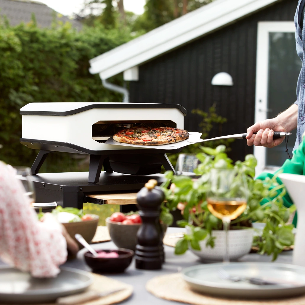 Masa de exterior COZZE pentru cuptoare de pizza - polita extensibila din otel inoxidabil [4]