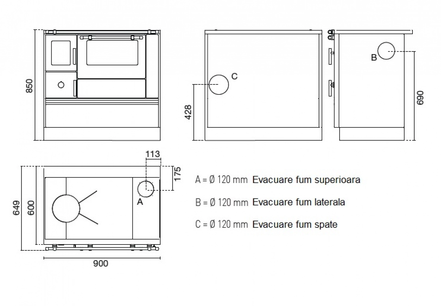 Penelope cu plita si cuptor 6.6kw - Nero [4]