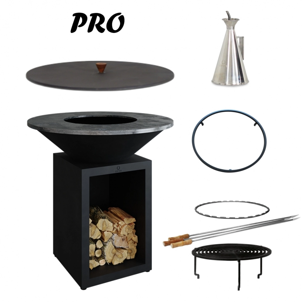 GRATARE PE LEMNE CU PLITA - Pro Pack - OFYR Negru 100 CU SPATIU DEPOZITARE - Pe lemne