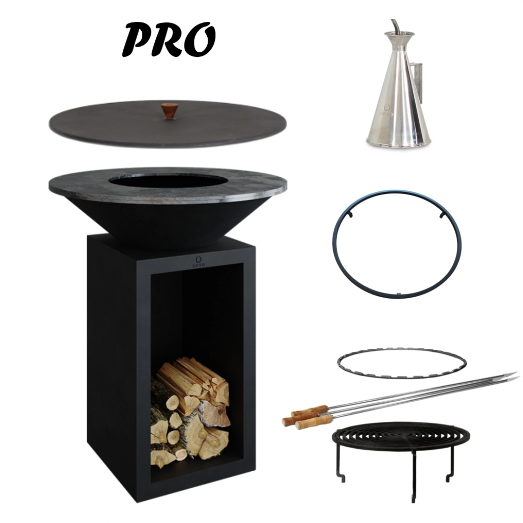 GRATARE PE LEMNE CU PLITA - Pro Pack - OFYR Negru 85 CU SPATIU DEPOZITARE - Pe lemne