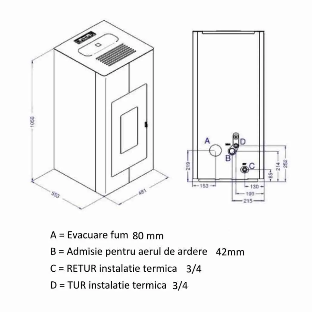 TERMOSEMINEU PE PELETI ILARIA 17.5KW - ROSU + piese racordare [4]