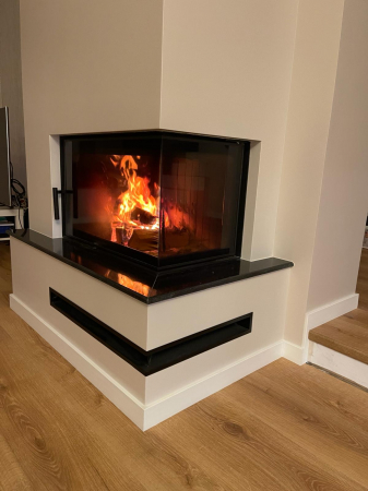 Semineu cu focar sticla pe colt MBO150 termota neagra [3]