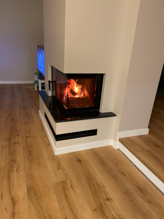 Semineu cu focar sticla pe colt MBO150 termota neagra [1]