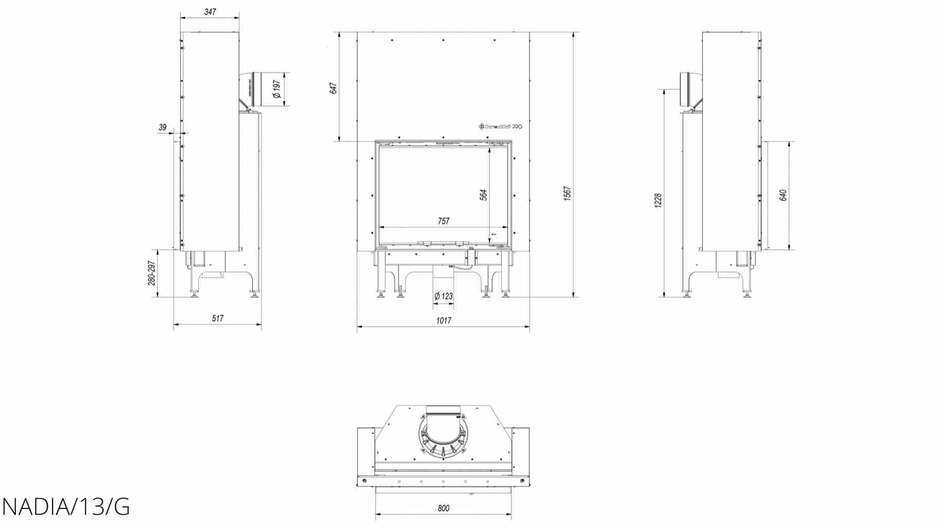 Semineu cu focar N130 sticla mare si deschidere verticala [5]
