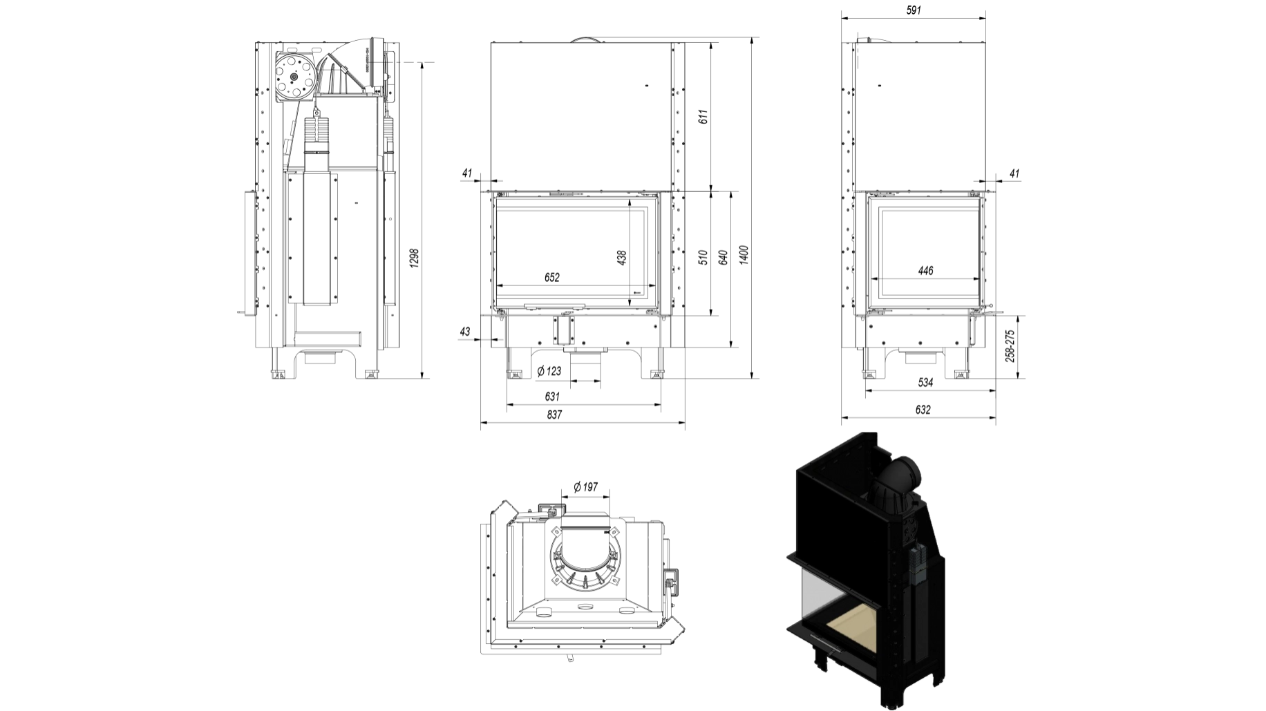 Semineu cu focar MBZ130 sticla stanga si deschidere verticala [7]