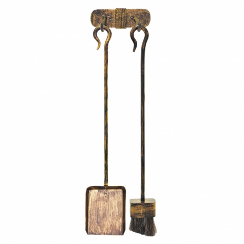 ACCESORII ȘEMINEE ȘI ÎNTREȚINERE - Set 2 Ustensile Epoca Forjate Manual - Aspect Bronz