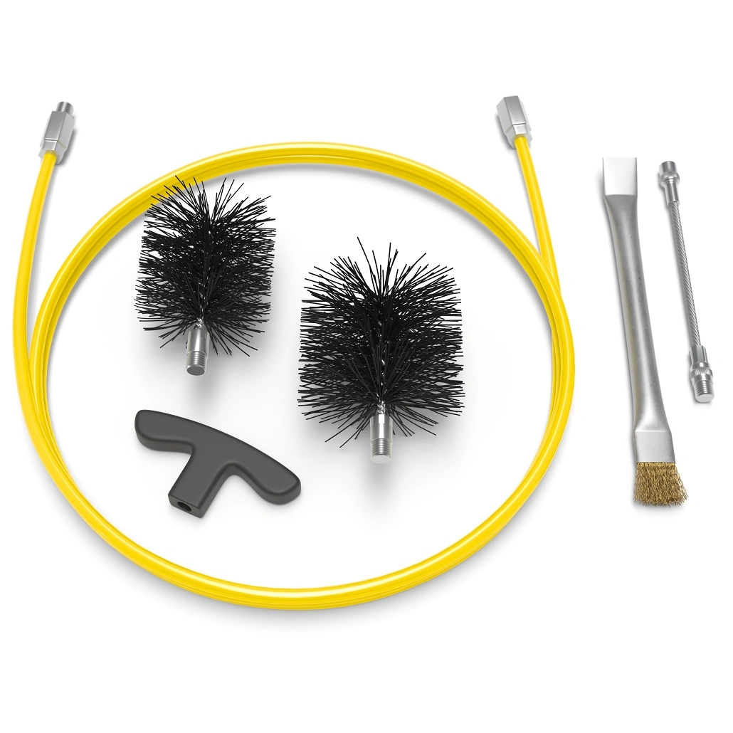 USTENSILE CURATARE COS FUM - Set curatare tubulatura peleti - 3m cu perie fi80 + fi100 + racleta + conexiune flexibila