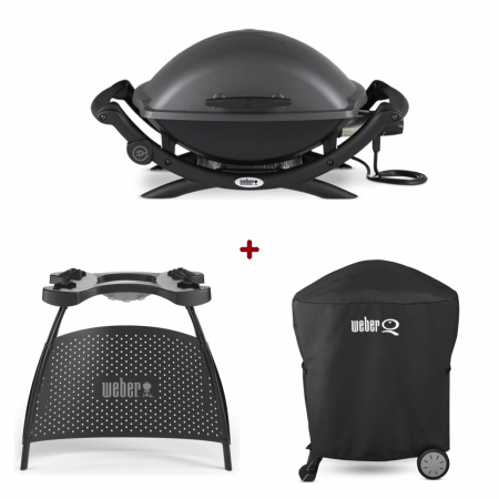 GRATARE ELECTRICE - Set Gratar Electric Weber Q 2400 - Antracit + husa integrala + suport cu picioare