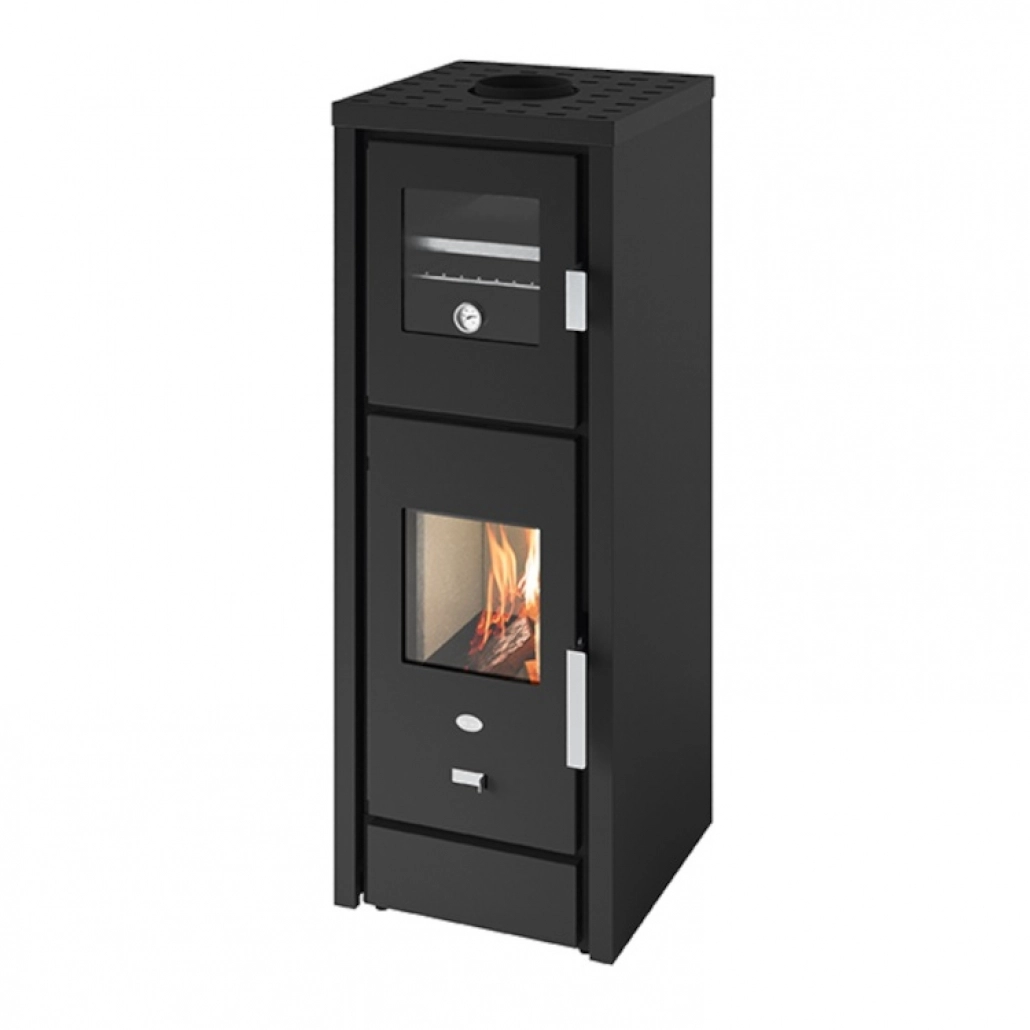 SEMINEE SI SOBE PE LEMNE - Tessa + cuptor 6-7kw - Negru