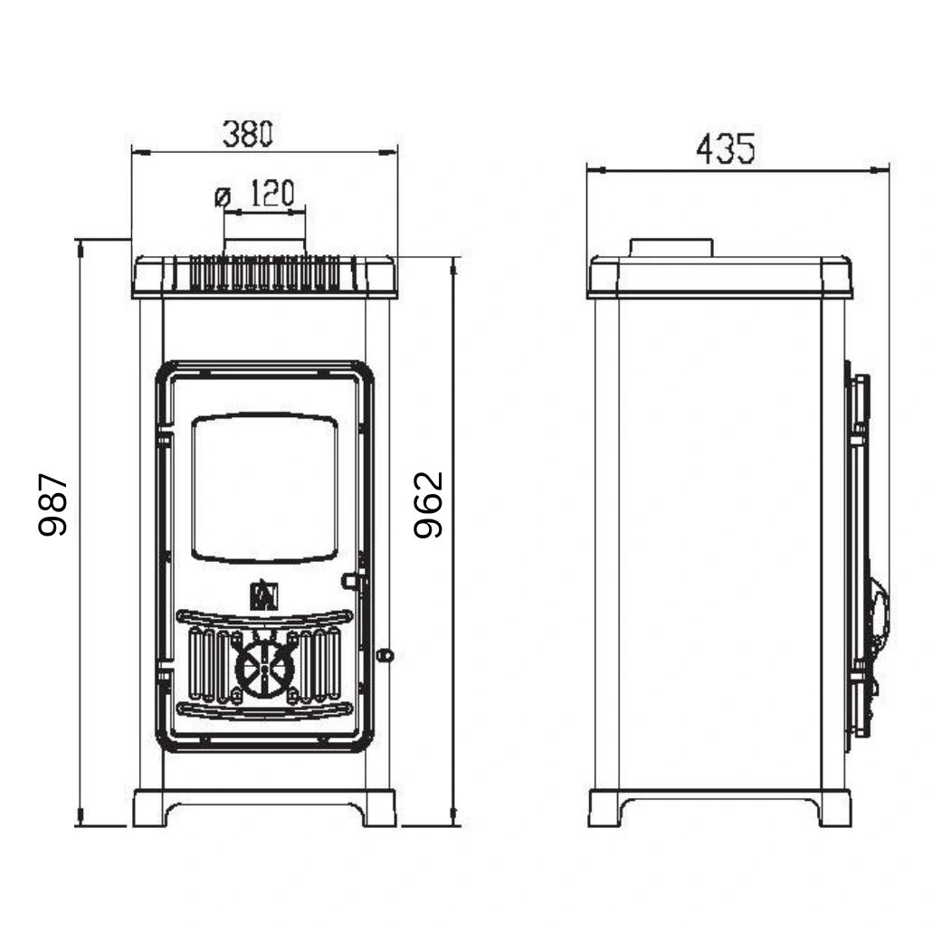 Soba de fonta cu plita DORA 10 N Verde - 7.2kW - Copie [5]