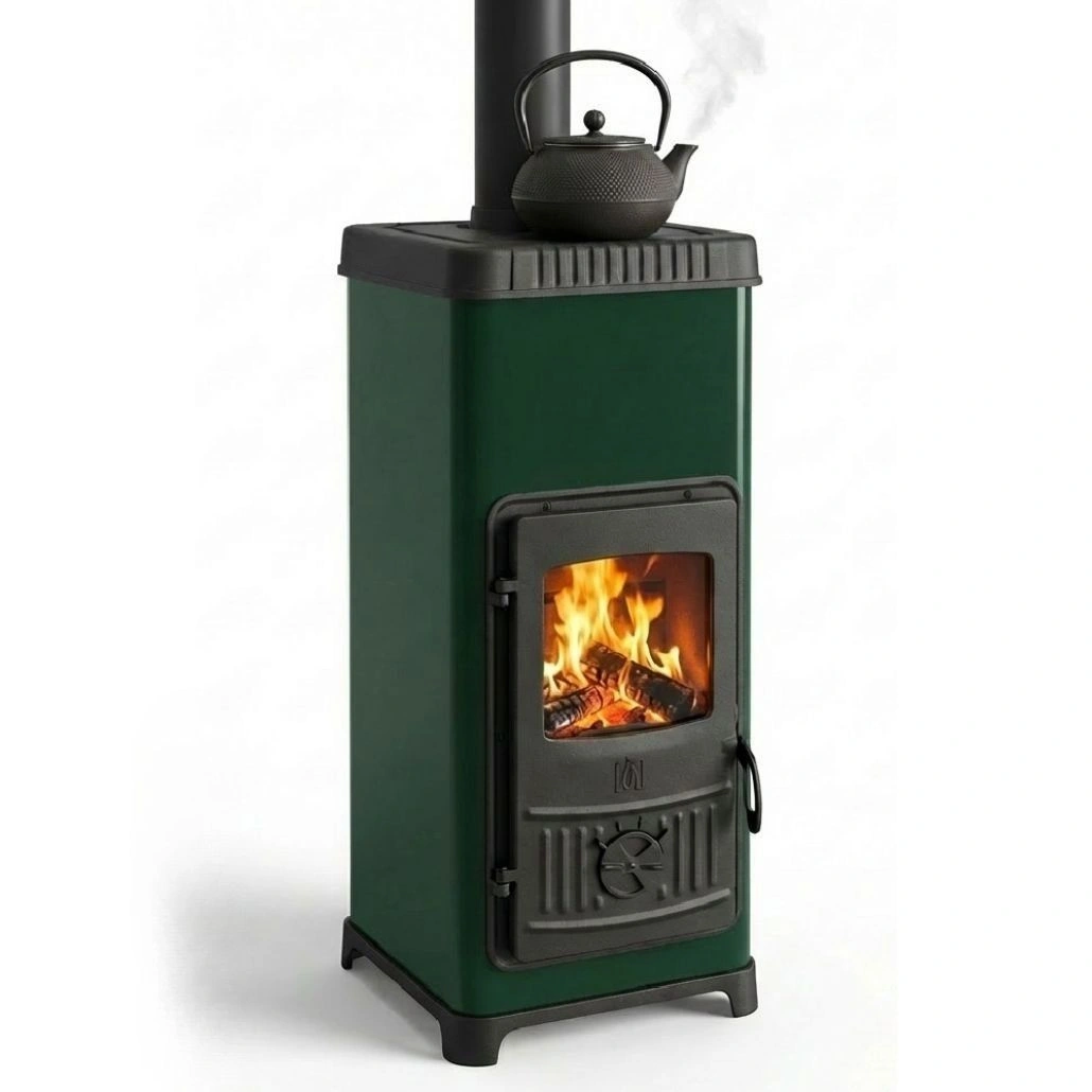 SEMINEE SI SOBE PE LEMNE - Soba de fonta + plita DONA Verde 7-9 kW, 81,9%, A+
