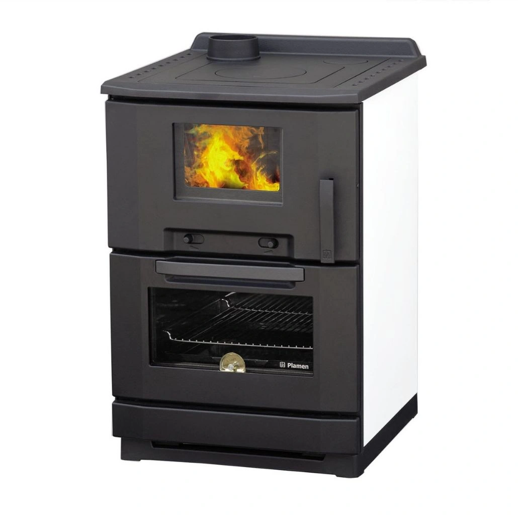 SOBE DE GĂTIT PE LEMNE - Soba de gatit C10 Alb cu plita si cuptor - 7.5 kW