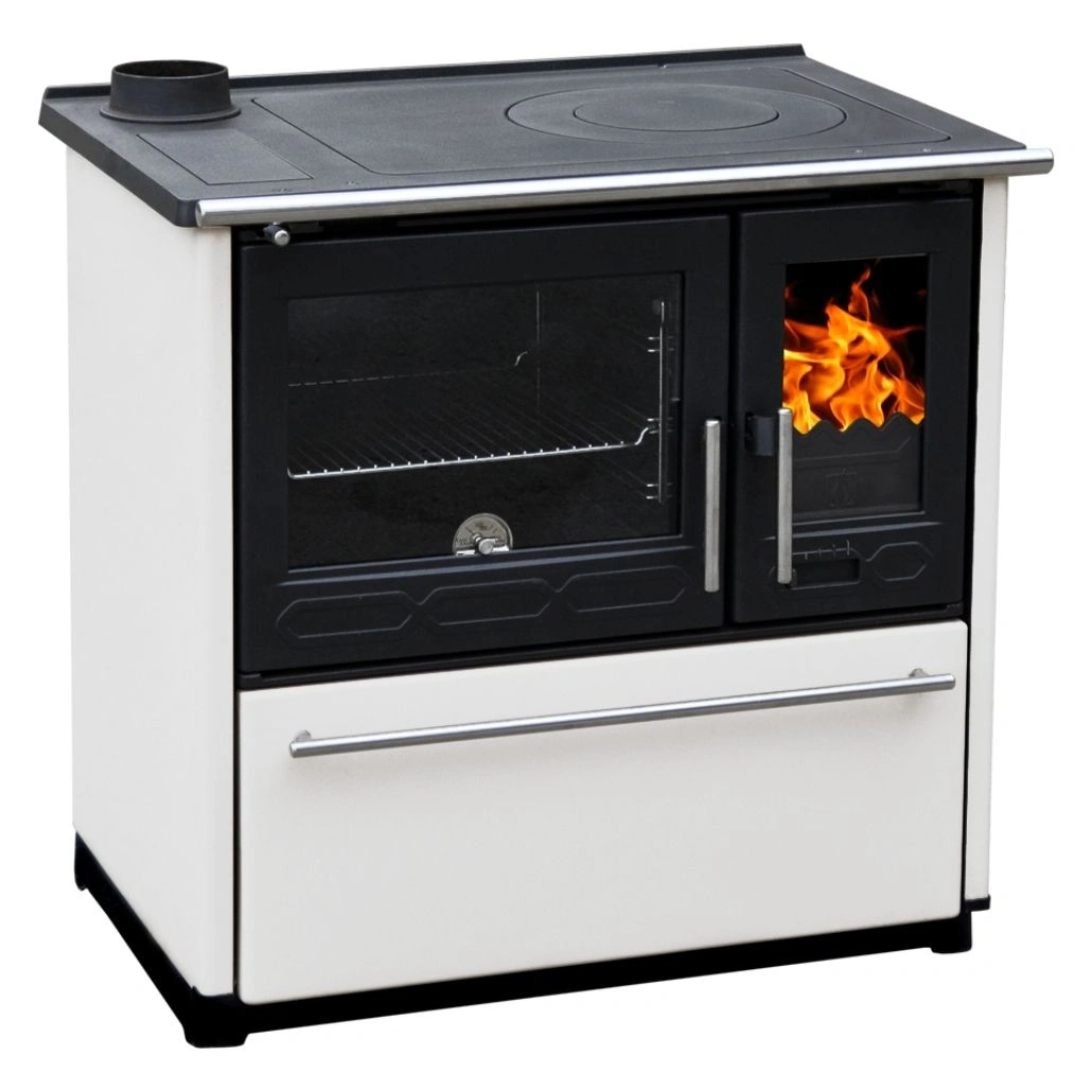 SOBE DE GĂTIT PE LEMNE - Soba de gatit PLAMEN 850 Alb - 8kW - racord stanga