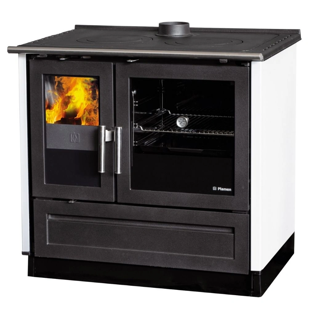 SOBE DE GĂTIT PE LEMNE - Soba de gatit PLAMEN 910 Alb - 9kW
