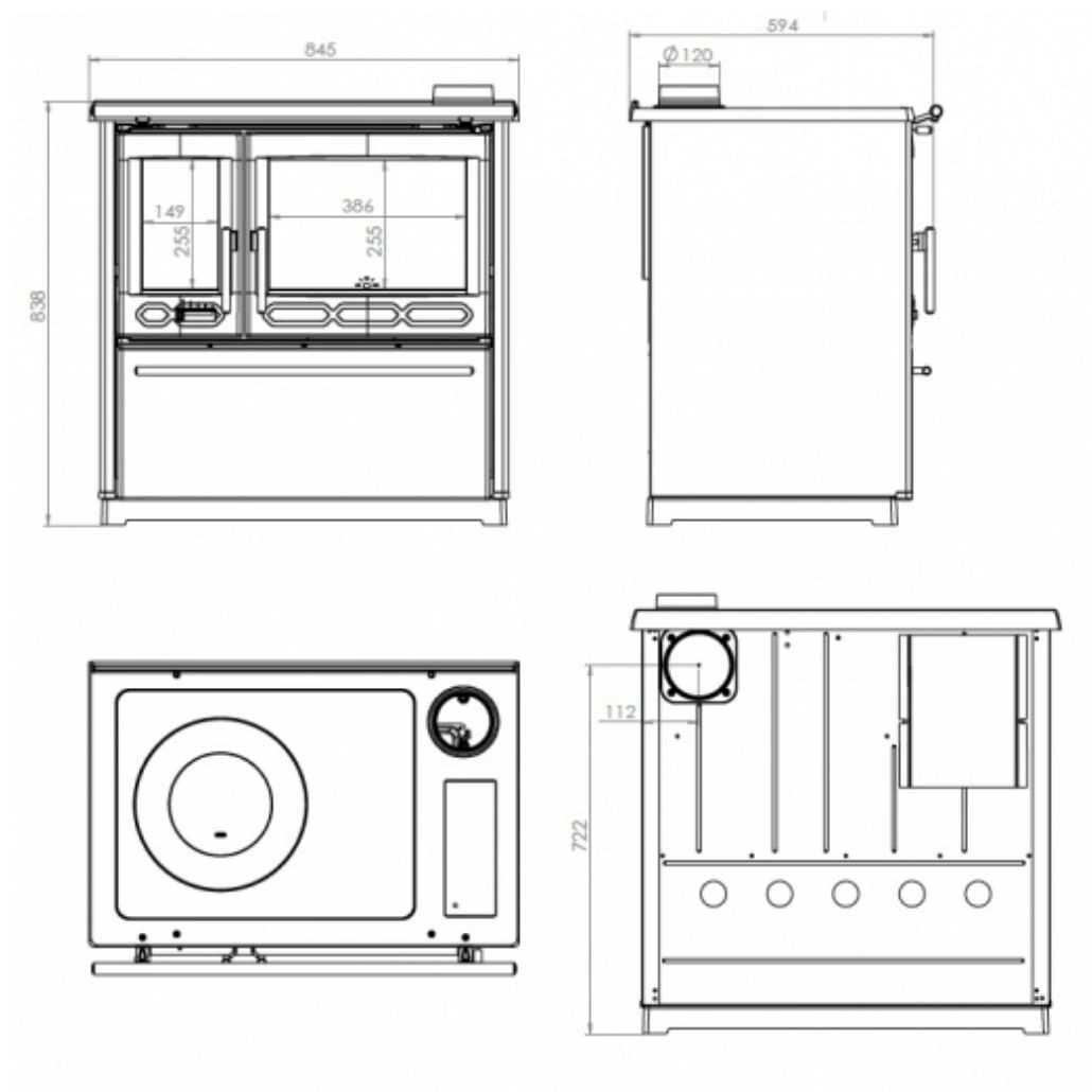 Soba de gatit SLAVONAC N Negru - 8kW - racord dreapta [5]