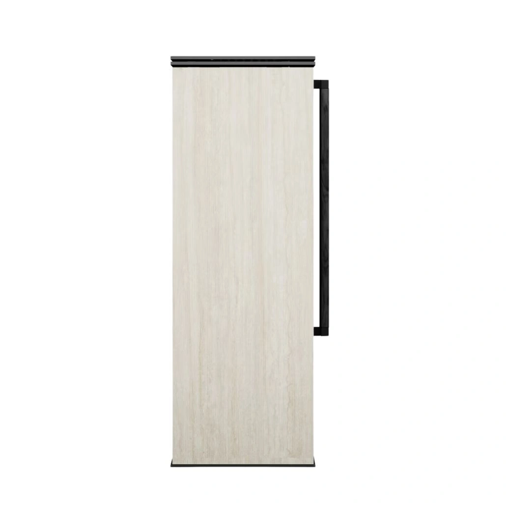 Soba din otel cu finisaj quartz - Alb travertin - maner lemn negru [3]