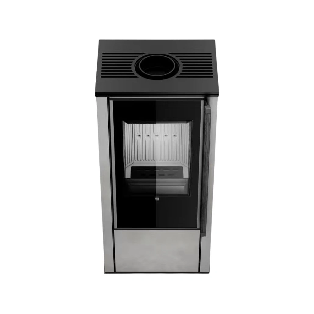 Soba din otel cu finisaj quartz - Antracit - maner lemn negru [4]