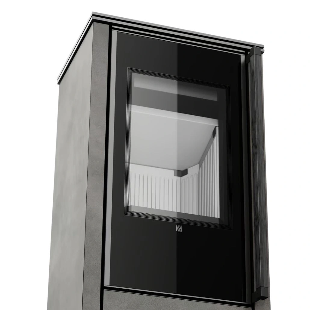 Soba din otel cu finisaj quartz - Antracit - maner lemn negru [5]