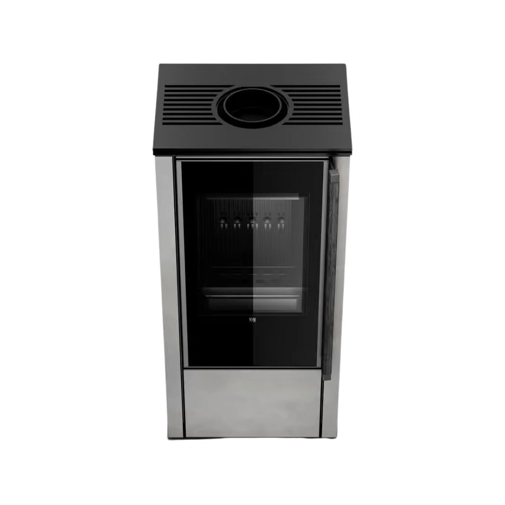 Soba din otel cu finisaj quartz Antracit - maner lemn negru - samota neagra [3]