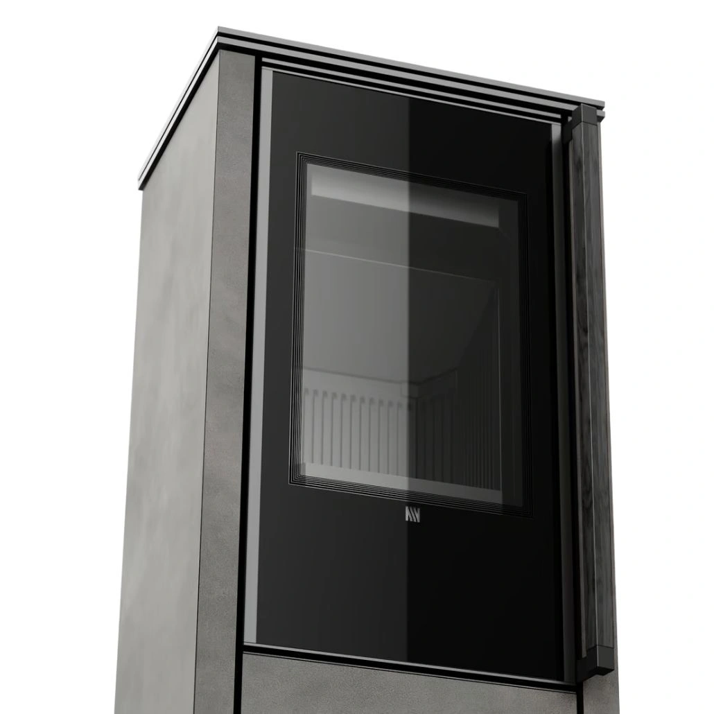 Soba din otel cu finisaj quartz Antracit - maner lemn negru - samota neagra [4]