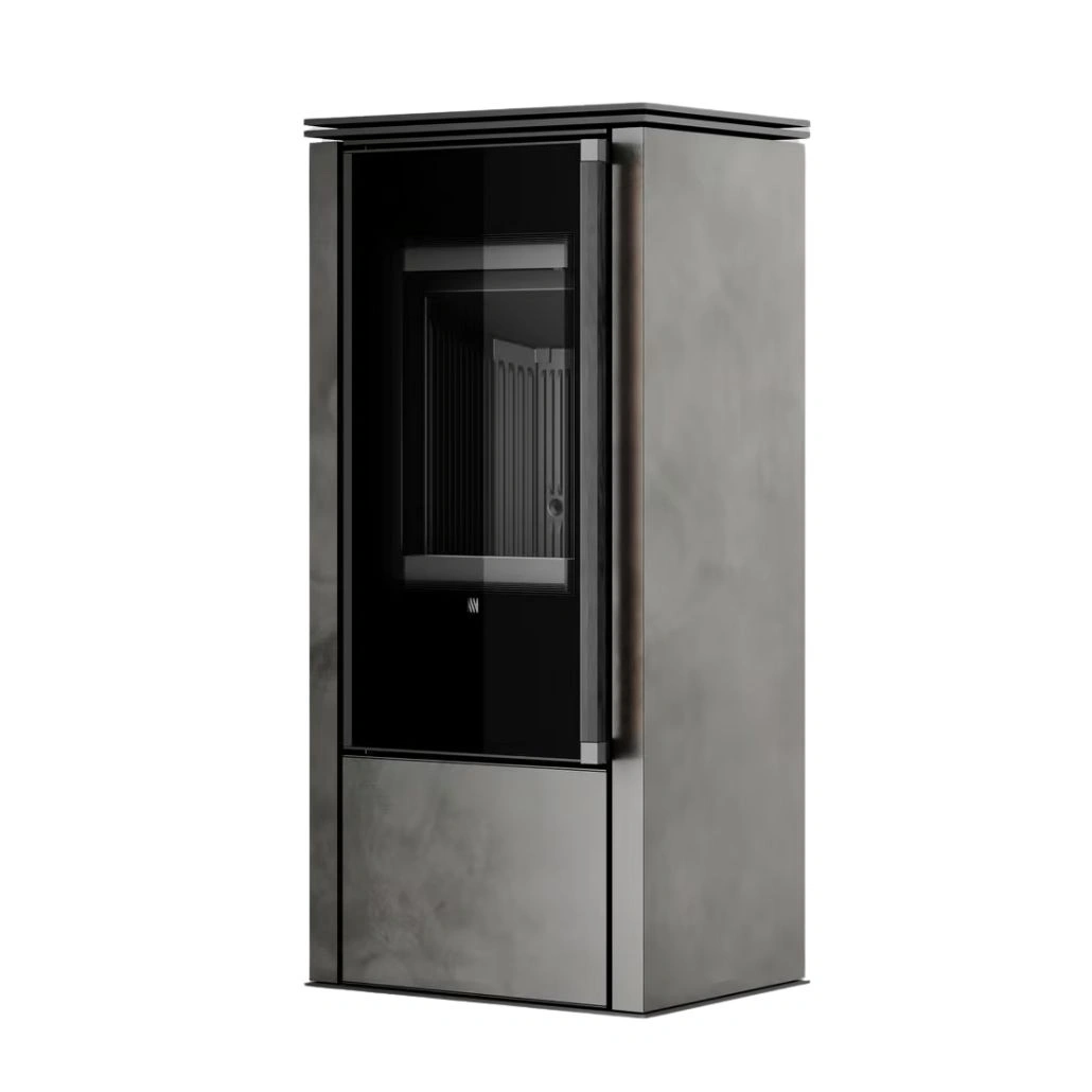 Soba din otel cu finisaj quartz Antracit - maner lemn negru - samota neagra [2]