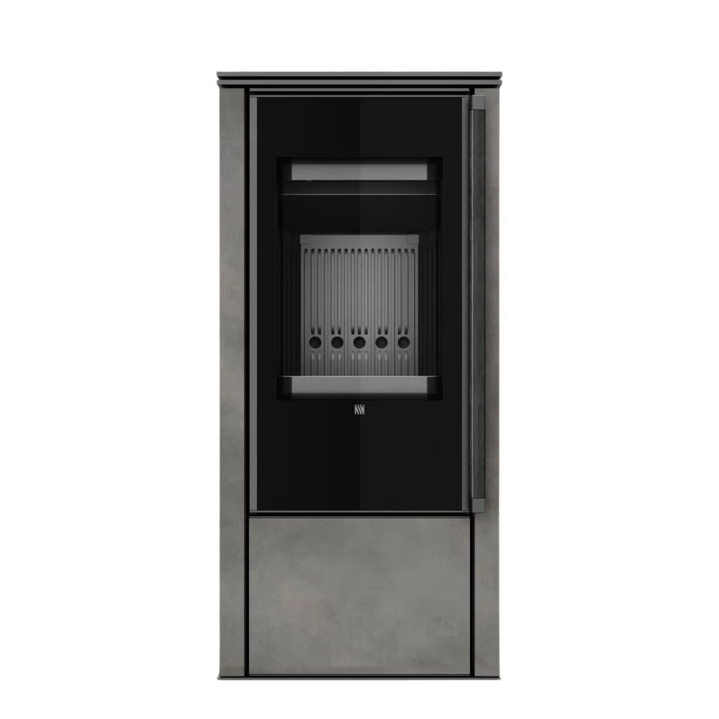 Soba din otel cu finisaj quartz Antracit - maner lemn negru - samota neagra [1]