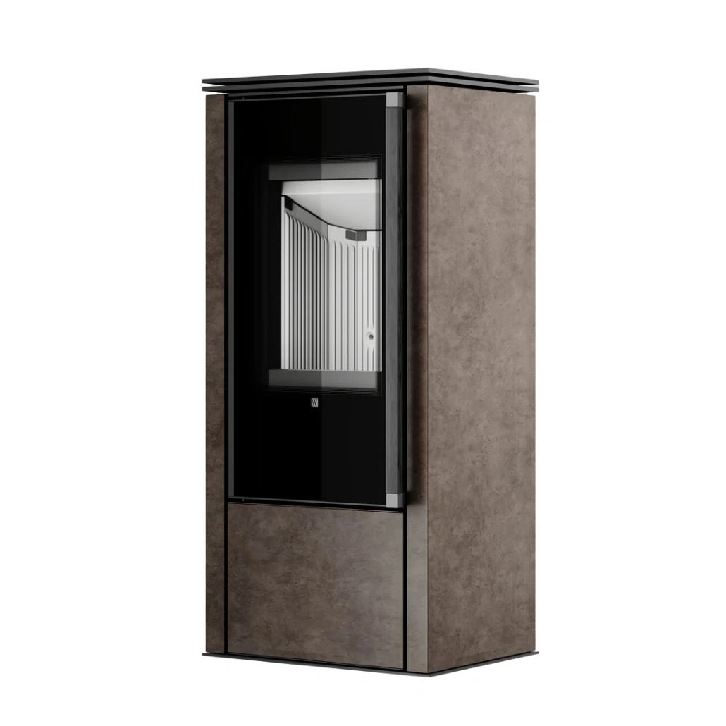 Soba din otel cu finisaj quartz - Bej inchis - maner lemn negru [3]