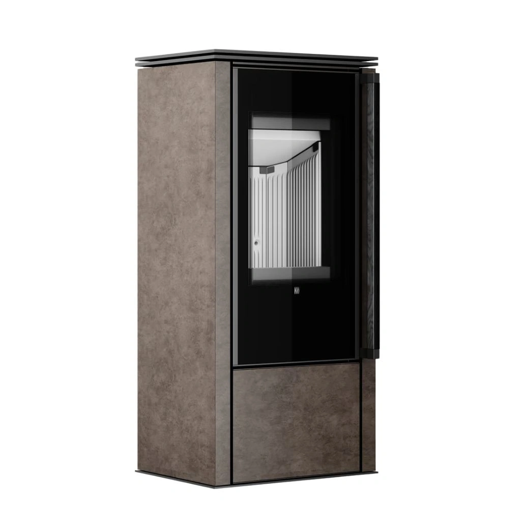 Soba din otel cu finisaj quartz - Bej inchis - maner lemn negru [2]