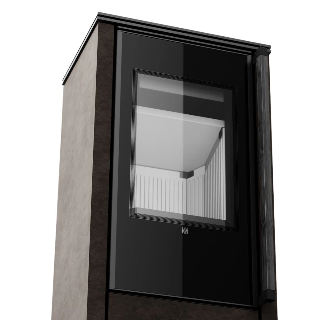 Soba din otel cu finisaj quartz - Bej inchis - maner lemn negru [5]