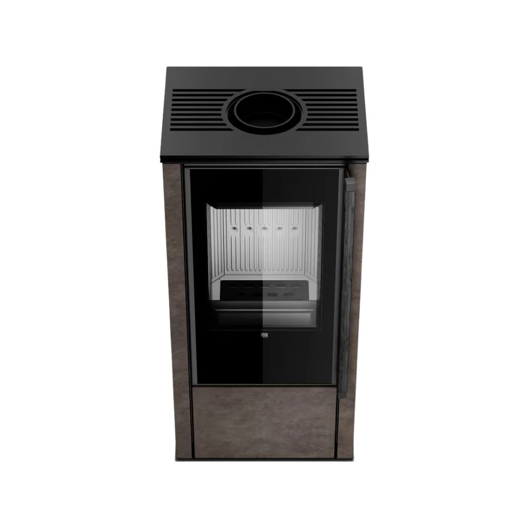 Soba din otel cu finisaj quartz - Bej inchis - maner lemn negru [4]