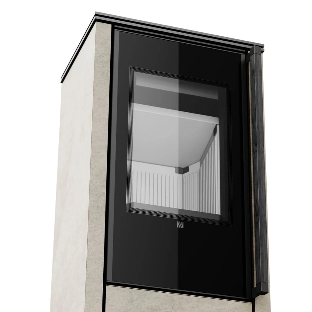 Soba din otel cu finisaj quartz - Crem - maner lemn negru [5]