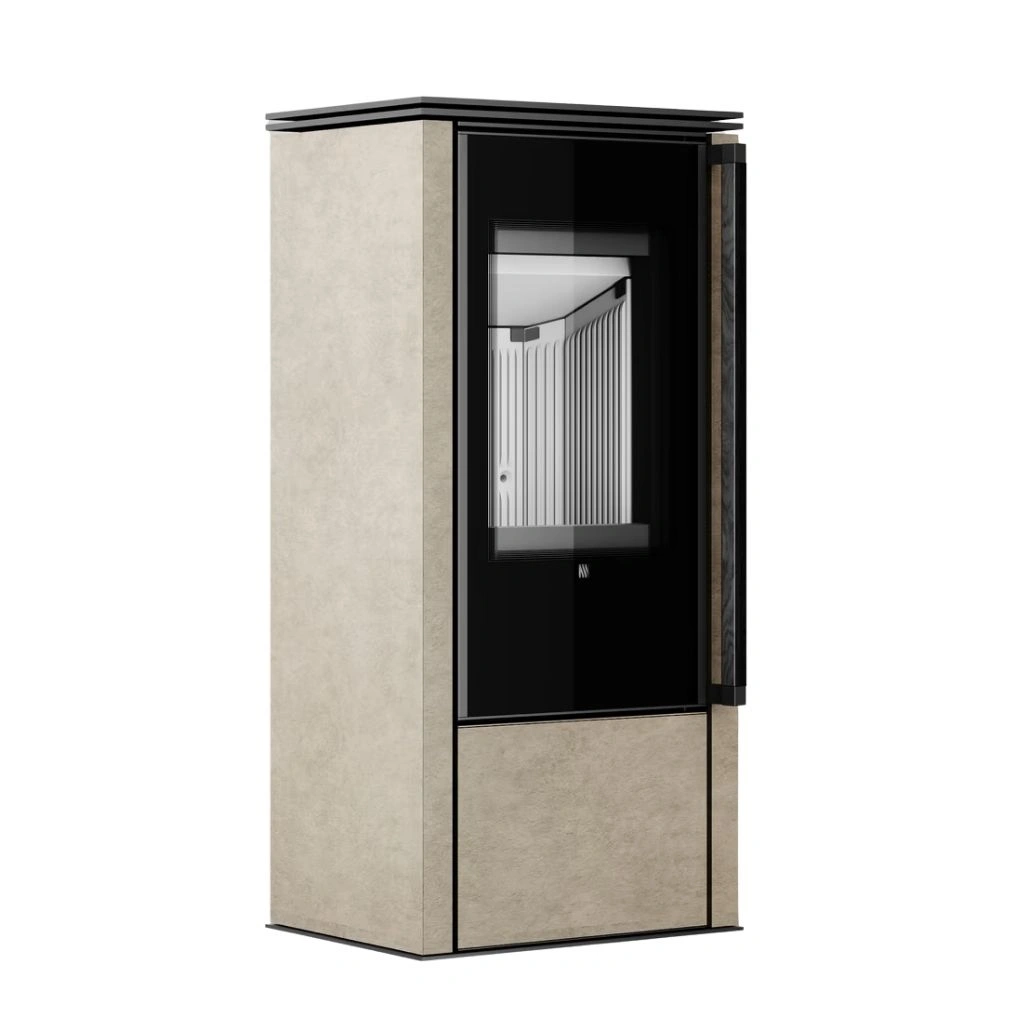 Soba din otel cu finisaj quartz - Crem - maner lemn negru [2]
