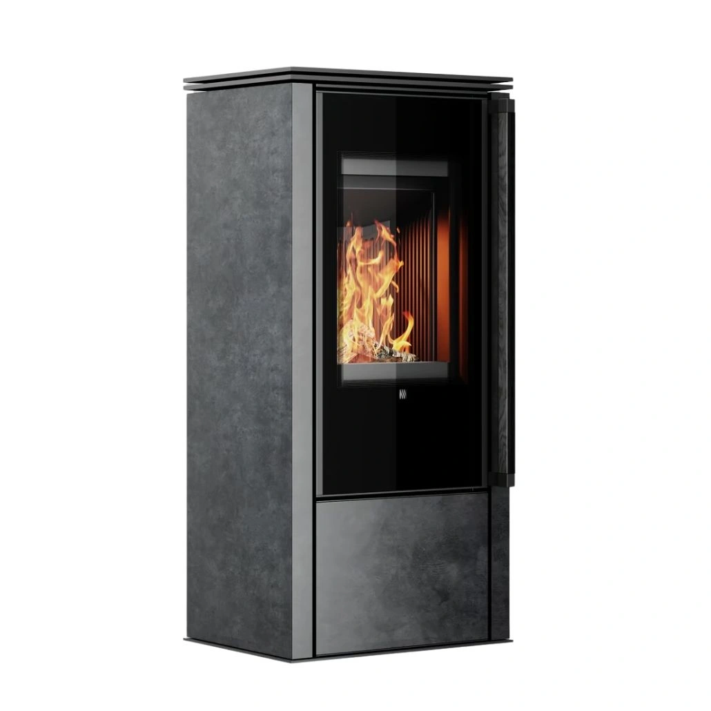 Soba din otel cu finisaj quartz Grafit - maner lemn negru - samota neagra [1]