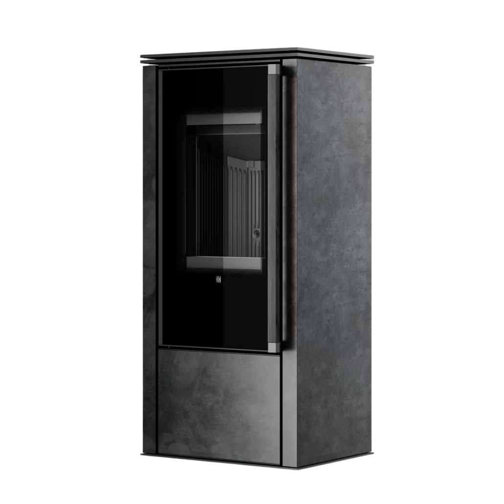 Soba din otel cu finisaj quartz Grafit - maner lemn negru - samota neagra [5]