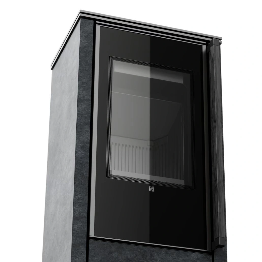 Soba din otel cu finisaj quartz Grafit - maner lemn negru - samota neagra [9]