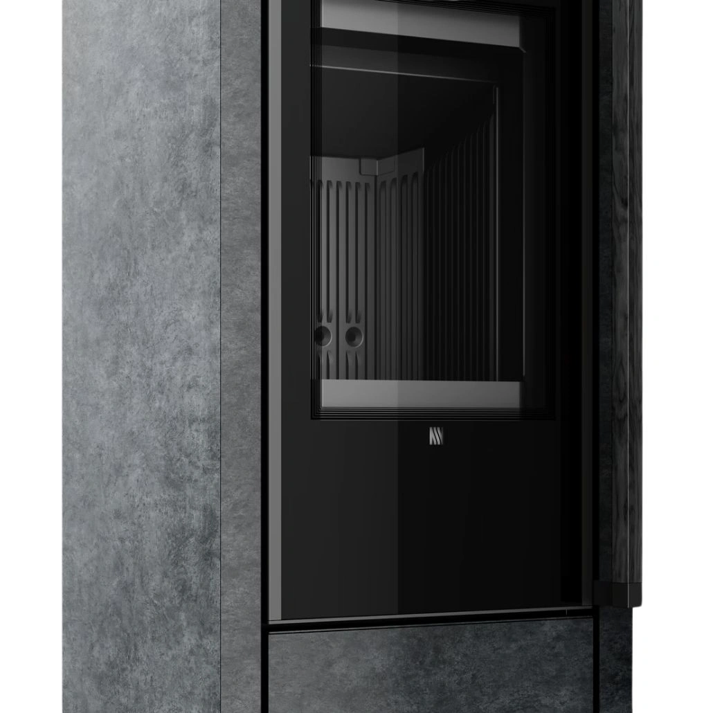Soba din otel cu finisaj quartz Grafit - maner lemn negru - samota neagra [8]