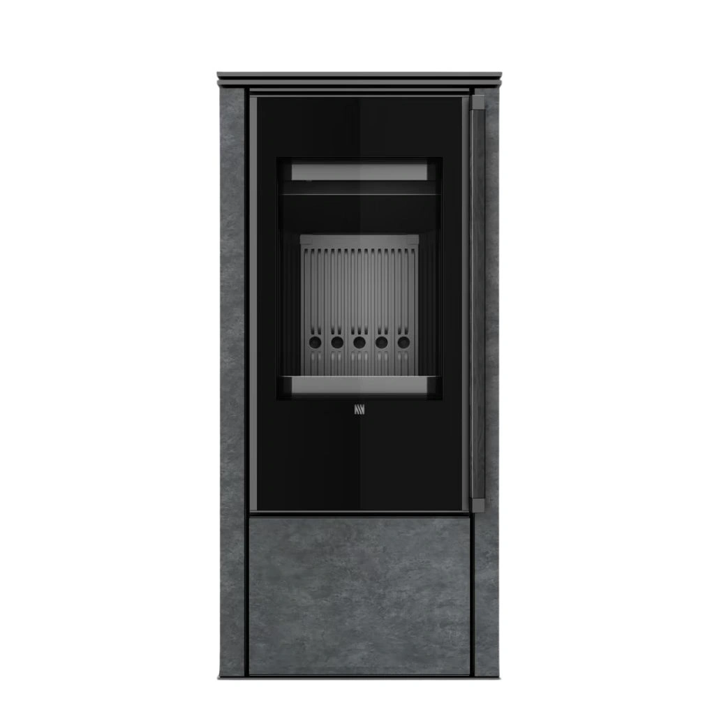 Soba din otel cu finisaj quartz Grafit - maner lemn negru - samota neagra [4]