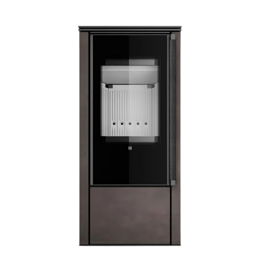 Soba din otel cu finisaj quartz - Maro - maner lemn negru [3]