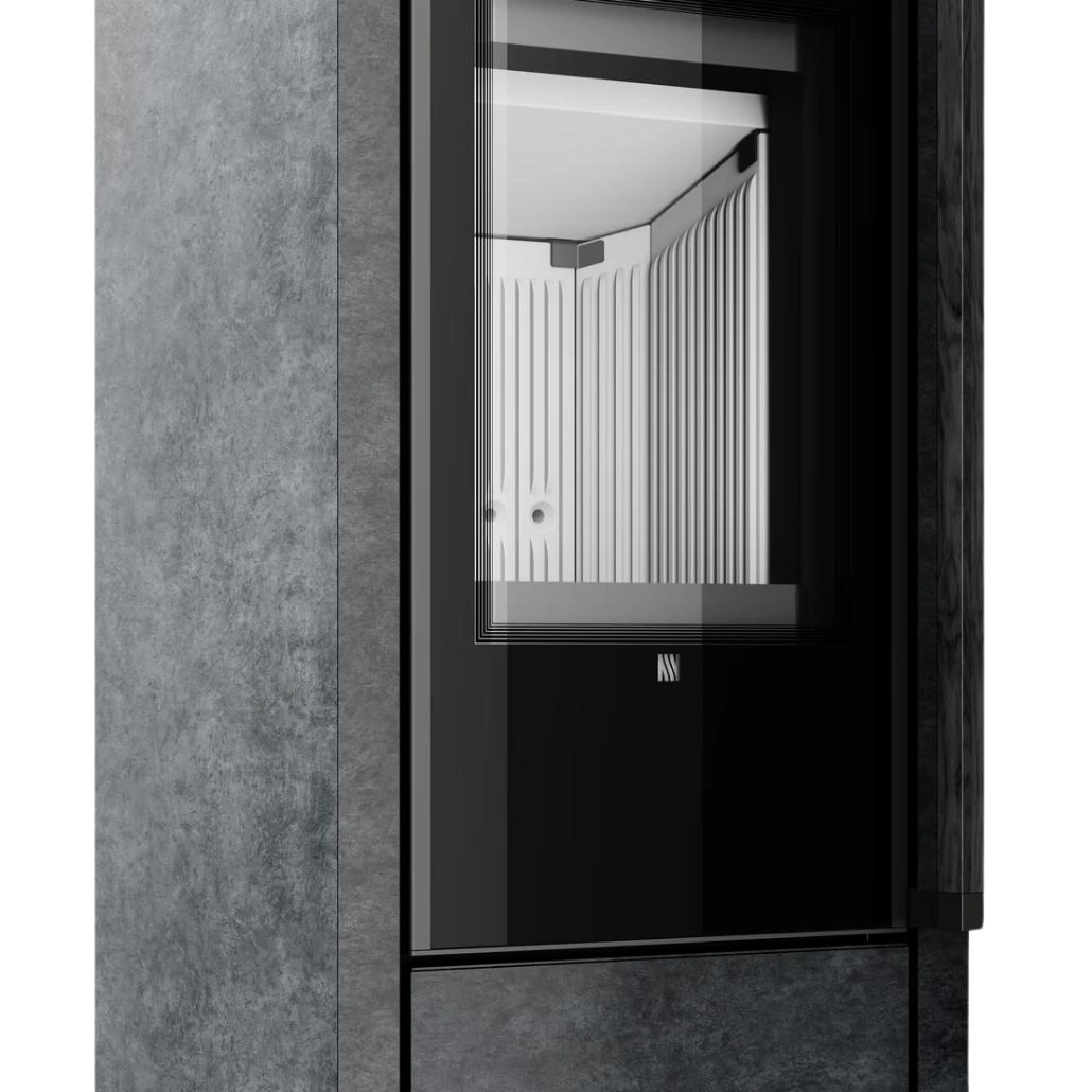 Soba din otel cu finisaj quartz - Nisipiu - maner lemn negru [6]