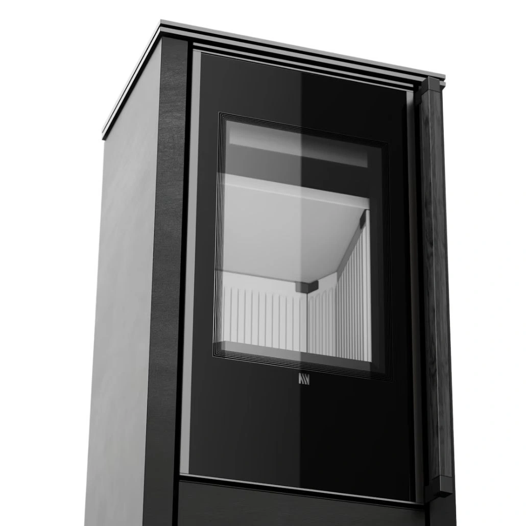 Soba din otel cu finisaj quartz Grafit - maner lemn negru - samota neagra [14]