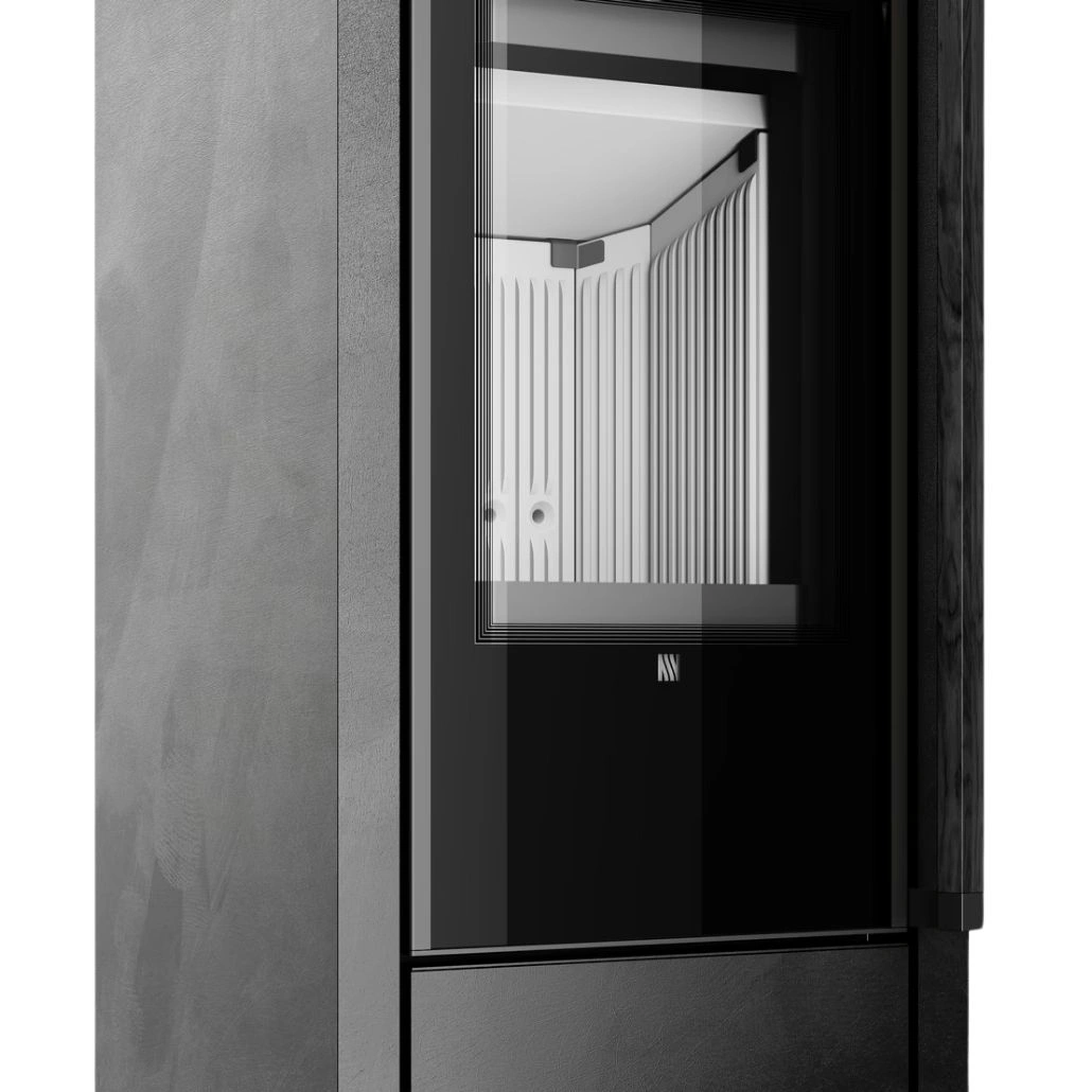 Soba din otel cu finisaj quartz Grafit - maner lemn negru - samota neagra [13]