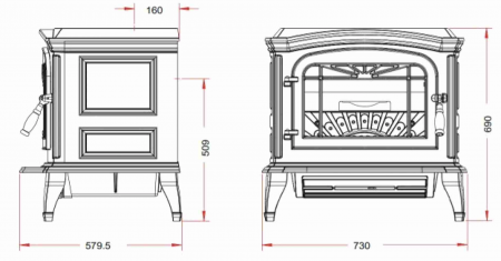 Soba fonta Bradford 9kW - Rosu [2]