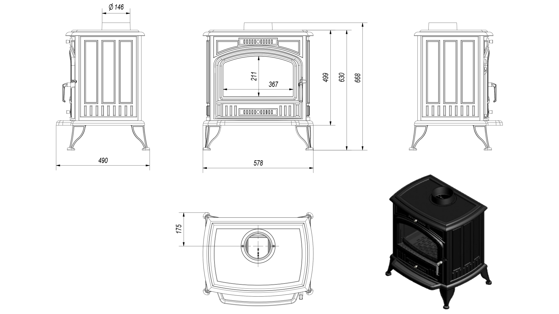 Soba K6 / 8-11kw cu Plite [7]