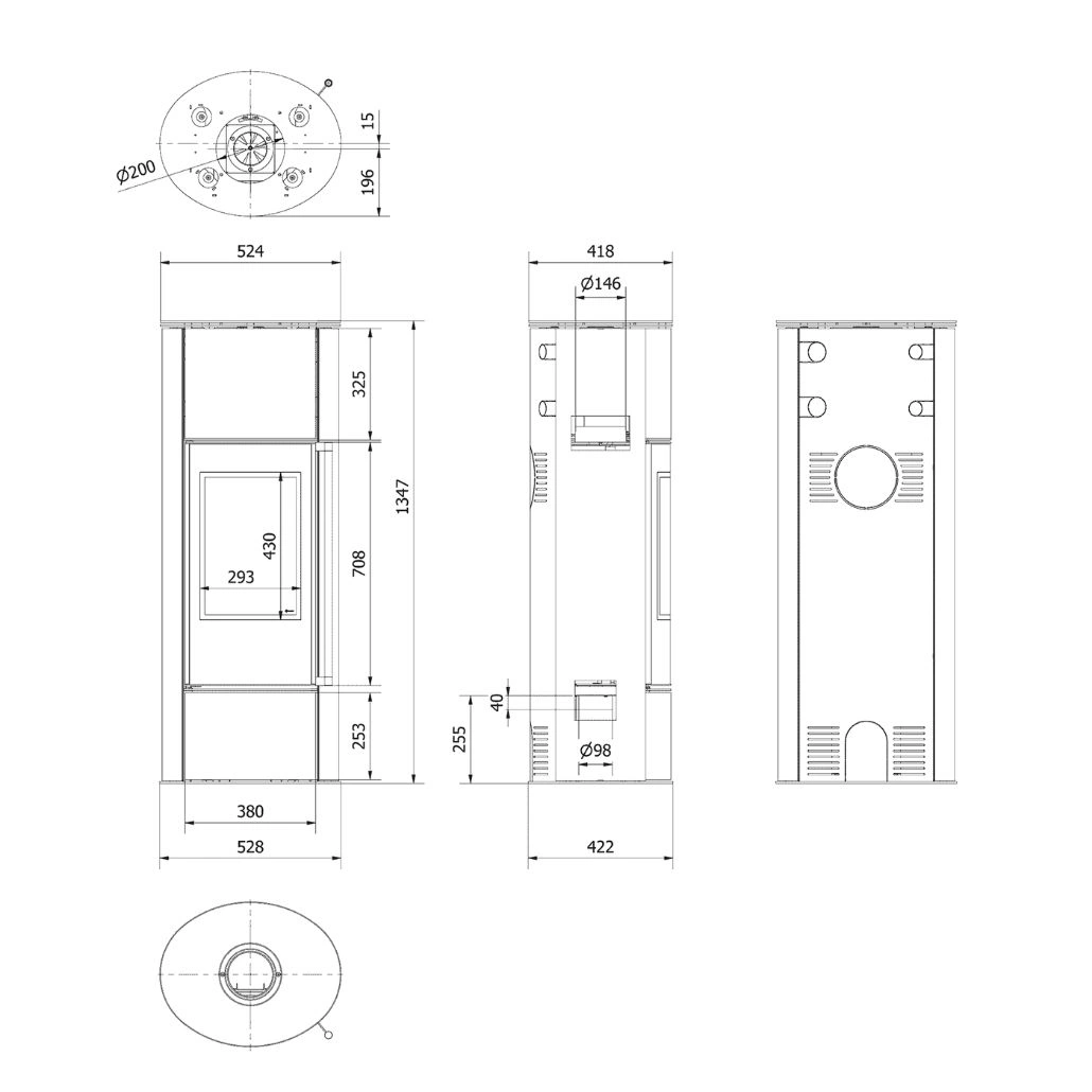 Soba otel Erik High 5.5kW - samota neagra + recuperator pe apa [7]