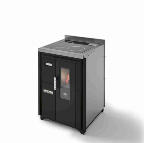 SOBE DE GATIT PE PELETI - SOBA PE PELETI NINA 7.5KW - NEGRU - INCASTRABILA