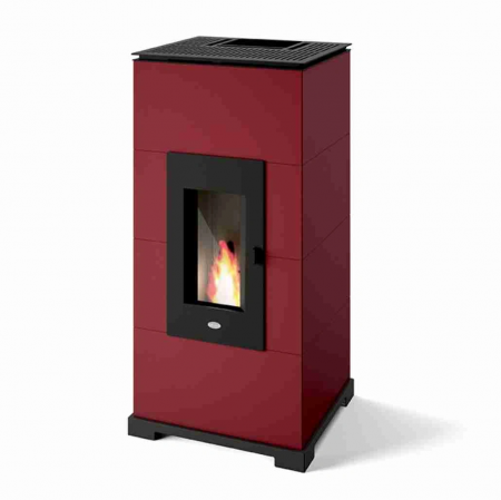 CENTRALE, SOBE & ȘEMINEE PE PELEȚI - SOBA PELETI 11KW - AC11 ROSU CONVECTIE NATURALA