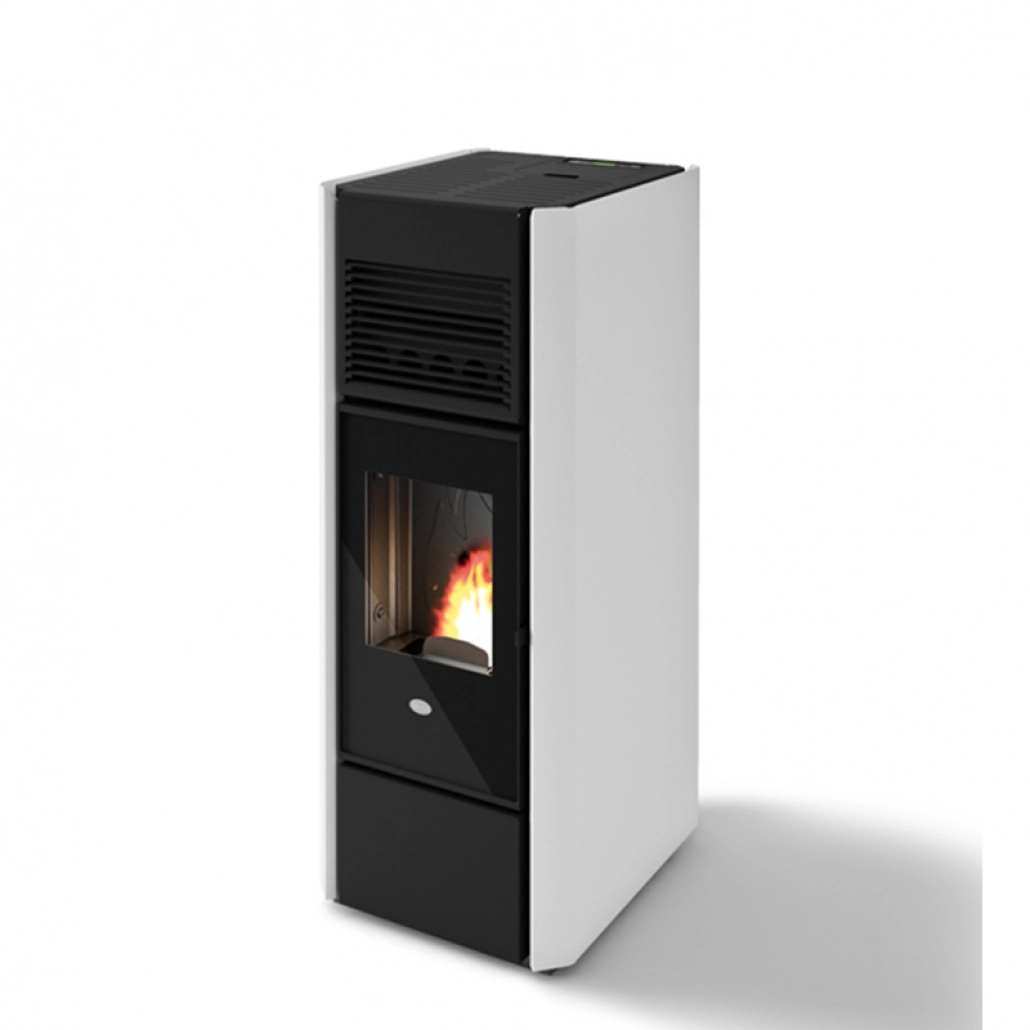 CENTRALE, SOBE & ȘEMINEE PE PELEȚI - SOBA PELETI 15KW - INES ALB - 2 VENTILATOARE