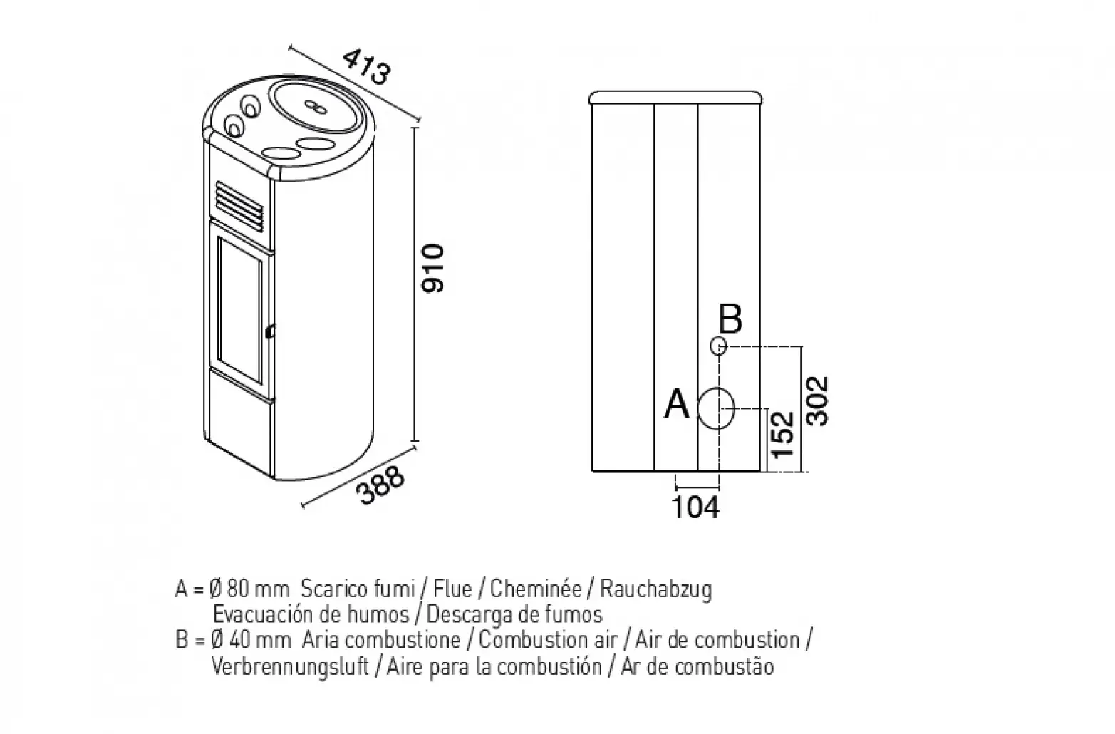SOBA PE PELETI HEIDI 6KW - NEGRU [2]