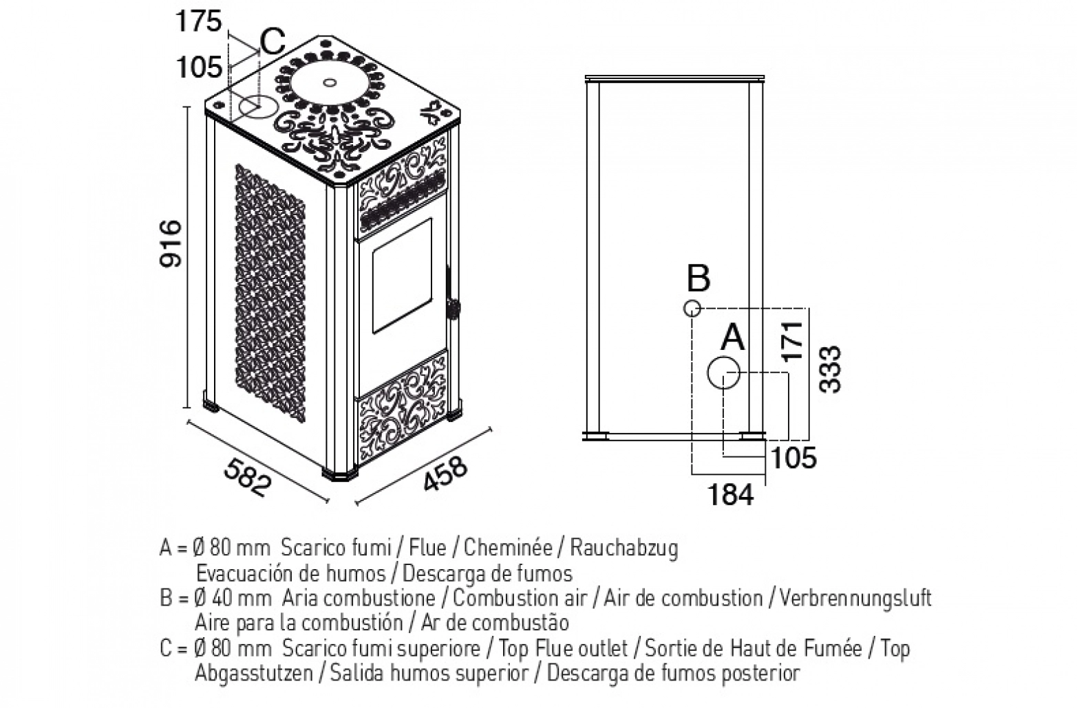SOBA PELETI 9.5KW - LUCILLA ROSSO [4]