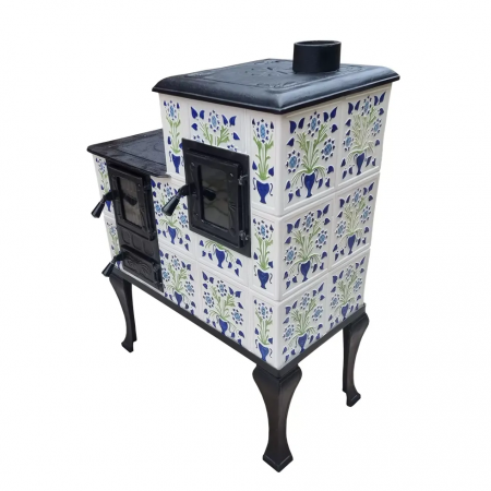 Soba portabila bucatarie, Iza, model placa Castel albastru cu verde [5]